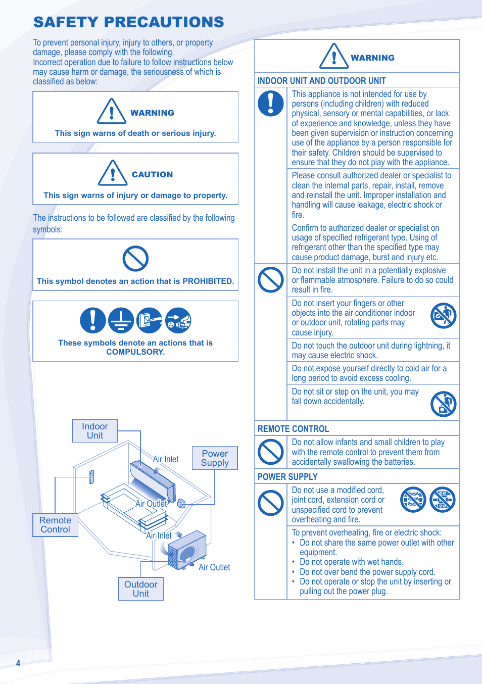 Safety precautions | Panasonic CUE24NKE User Manual | Page 4 / 52