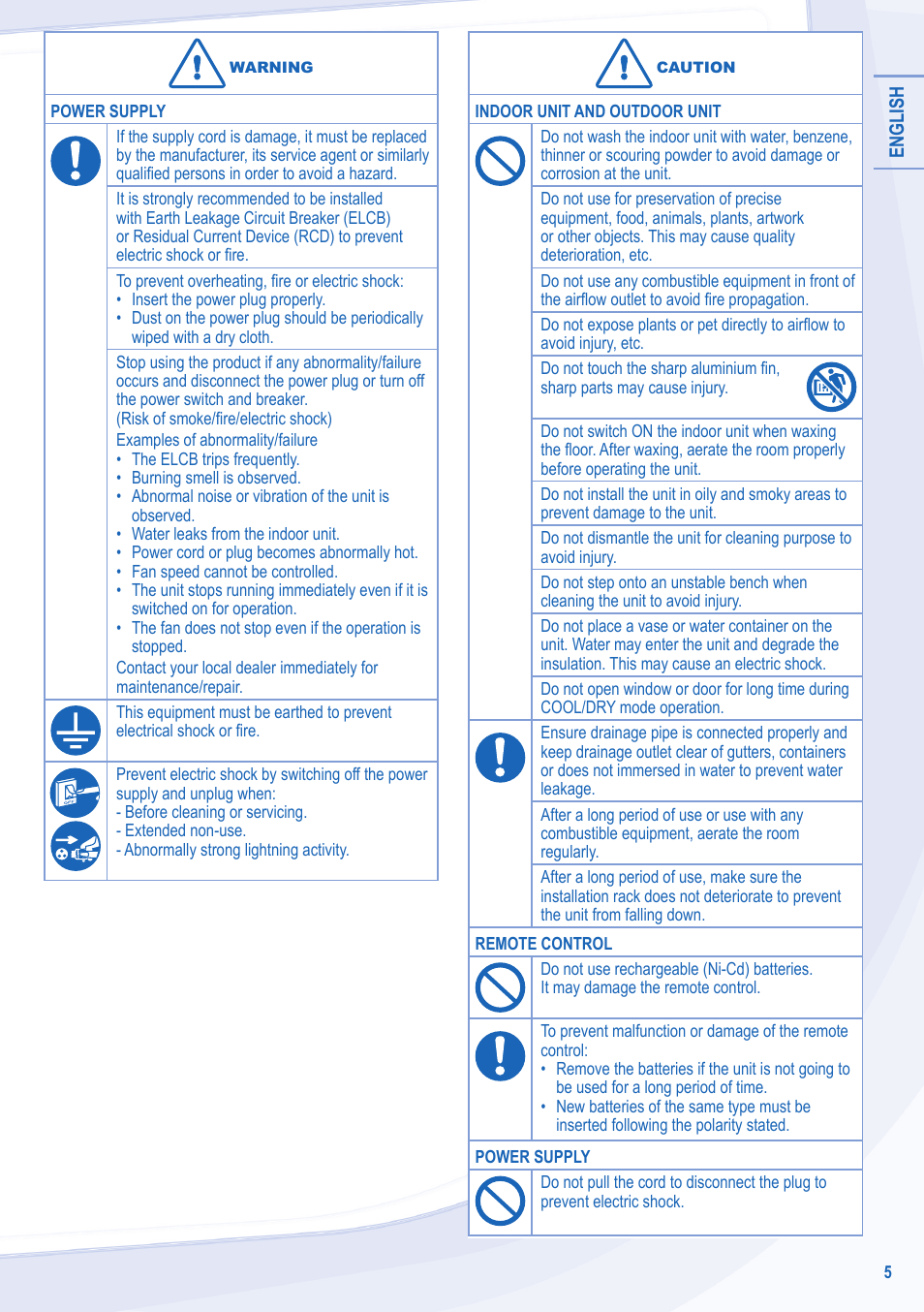 Panasonic CUE24NKE User Manual | Page 5 / 52