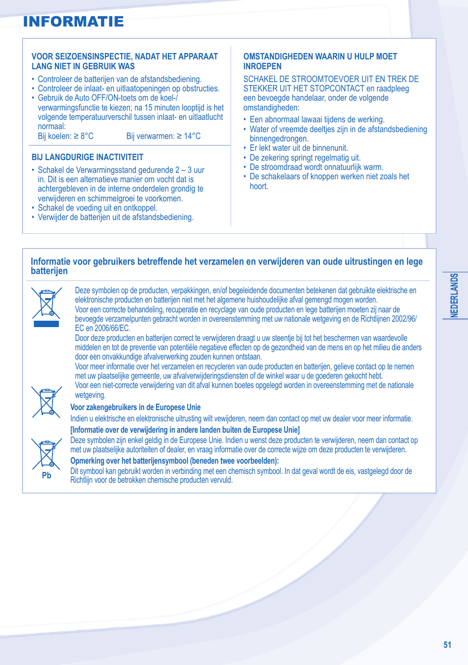 Informatie | Panasonic CUE24NKE User Manual | Page 51 / 52