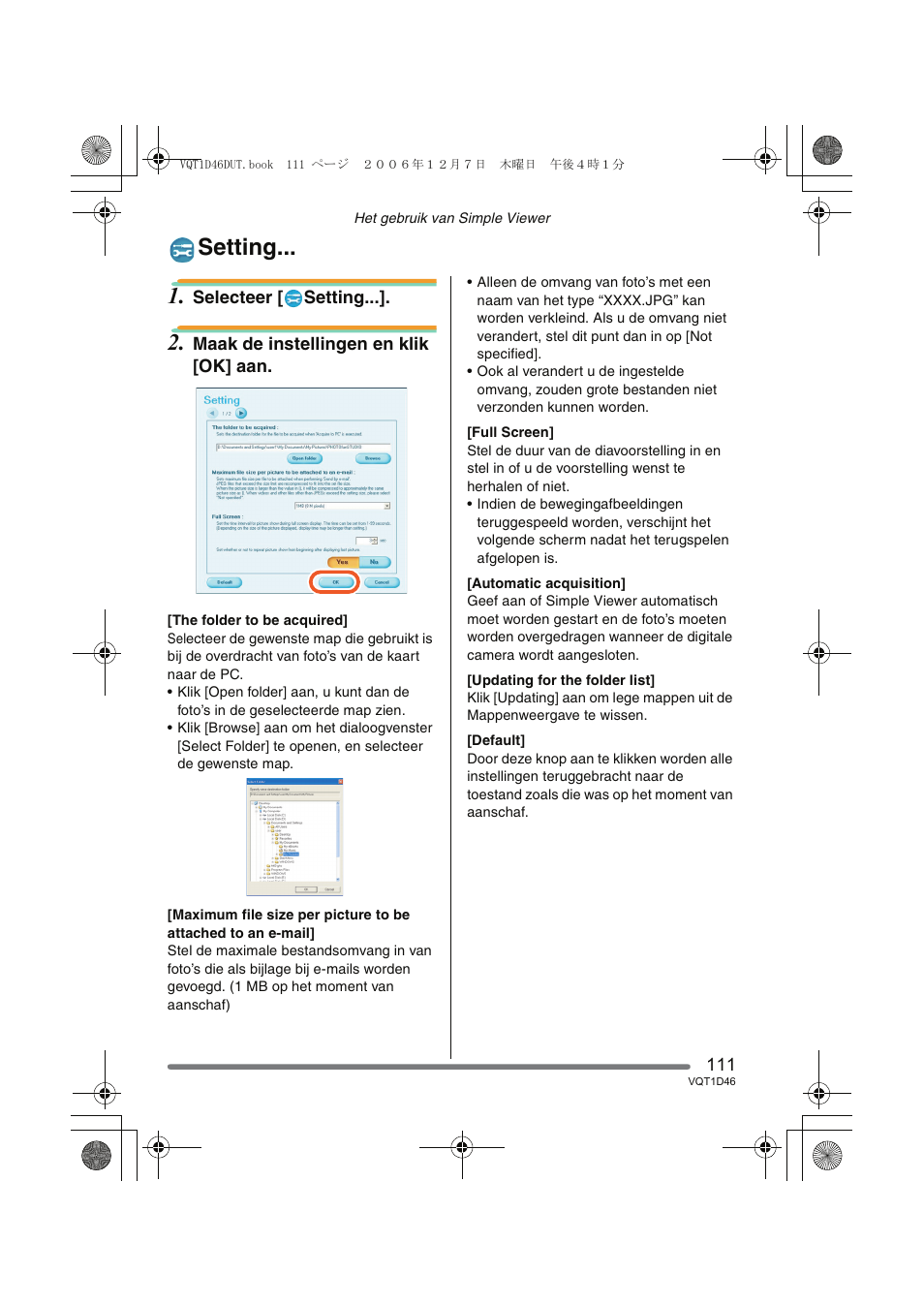 Setting | Panasonic DMCFX10 User Manual | Page 111 / 120