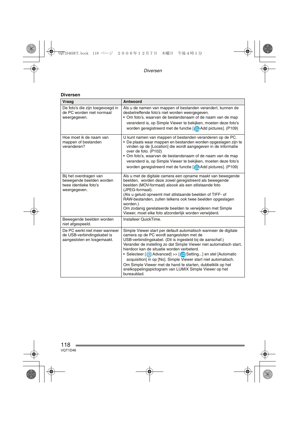 Panasonic DMCFX10 User Manual | Page 118 / 120