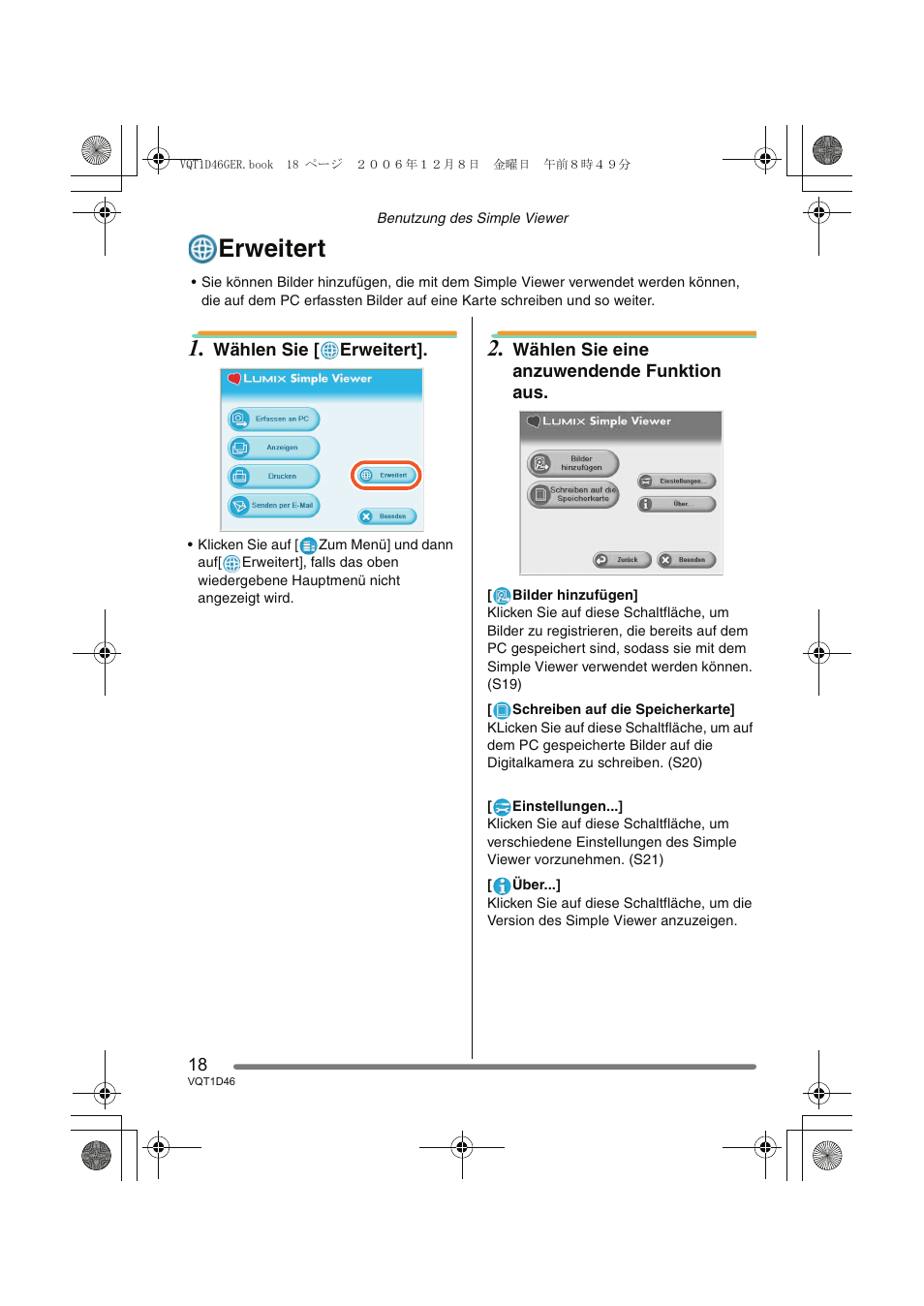 Erweitert | Panasonic DMCFX10 User Manual | Page 18 / 120