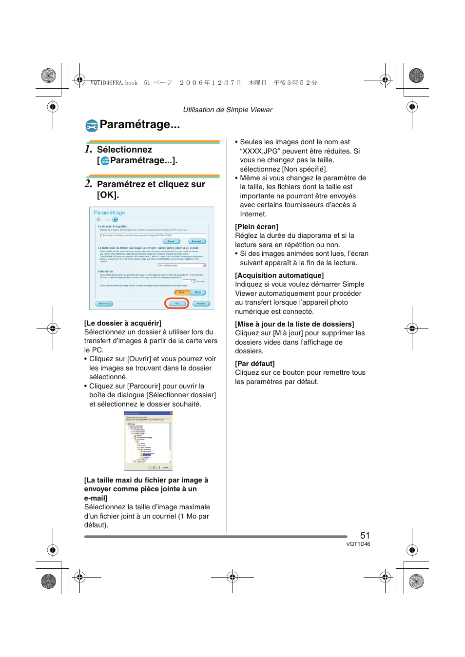 Paramétrage | Panasonic DMCFX10 User Manual | Page 51 / 120