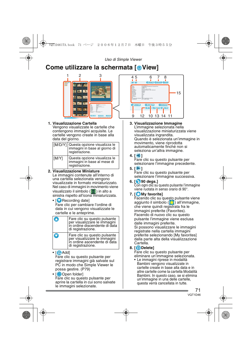 Come utilizzare la schermata [ view | Panasonic DMCFX10 User Manual | Page 71 / 120