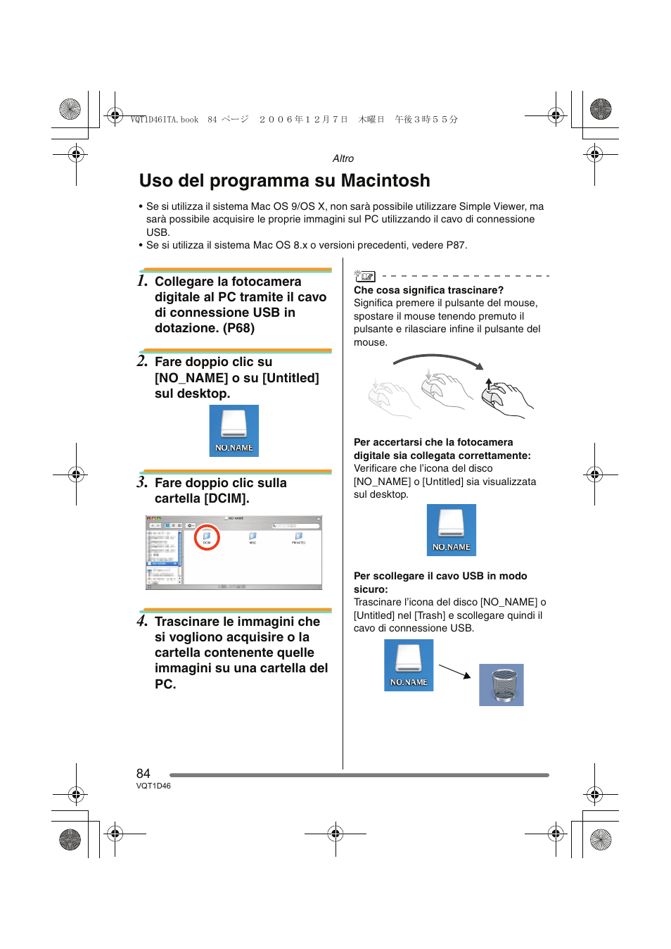 Uso del programma su macintosh | Panasonic DMCFX10 User Manual | Page 84 / 120