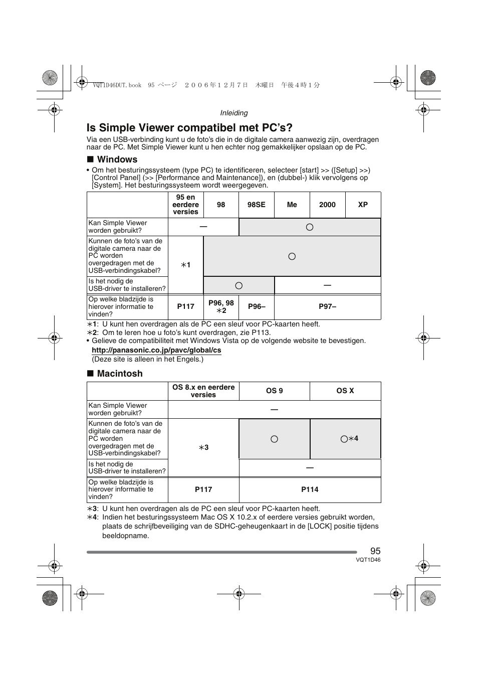 Is simple viewer compatibel met pc’s, Windows, Macintosh | Panasonic DMCFX10 User Manual | Page 95 / 120