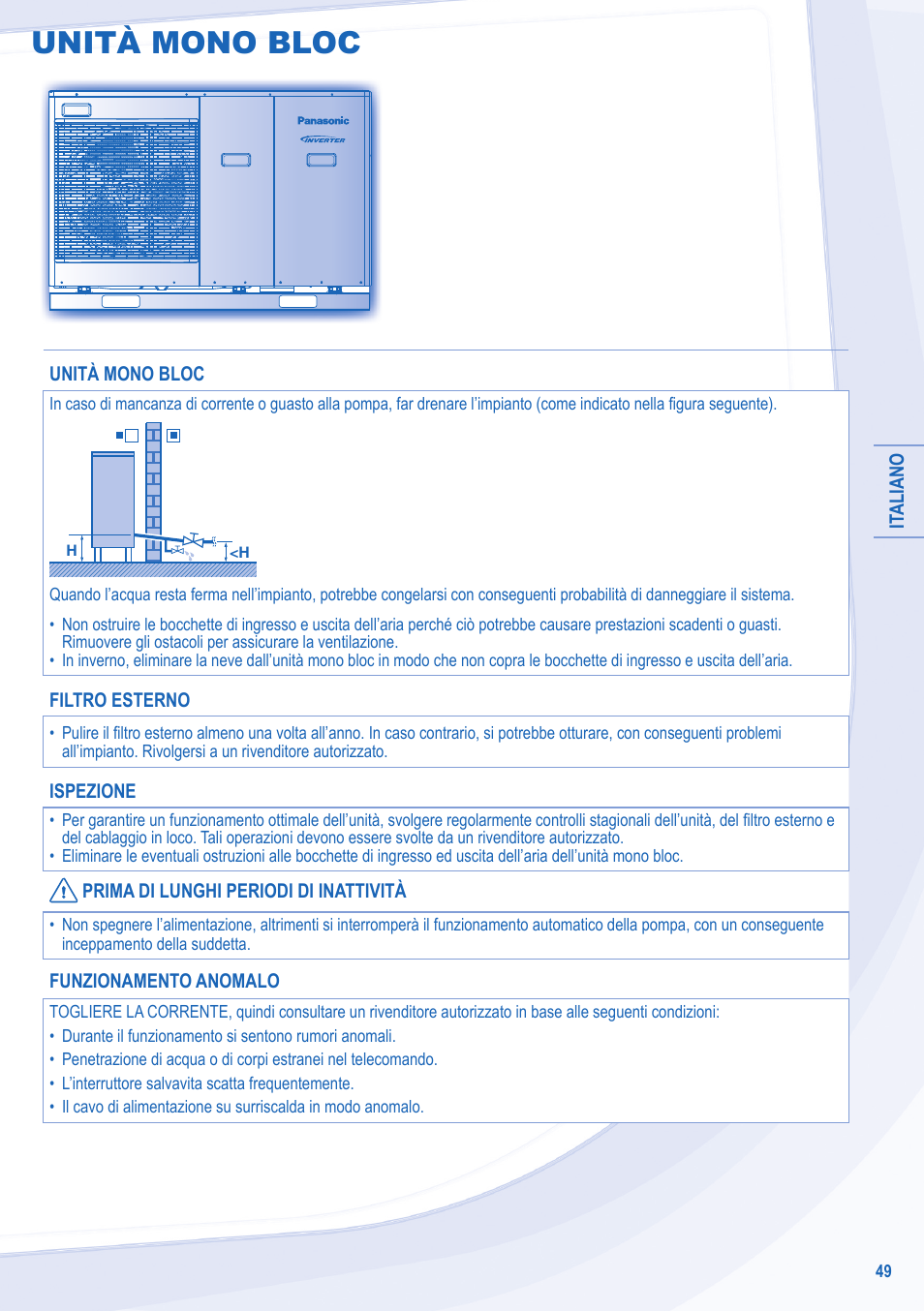 Unità mono bloc | Panasonic WHMDC09E3E5 User Manual | Page 49 / 92