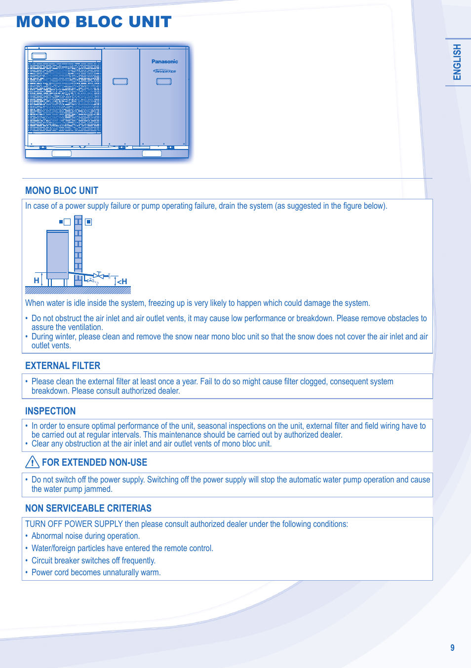 Mono bloc unit | Panasonic WHMDC09E3E5 User Manual | Page 9 / 92