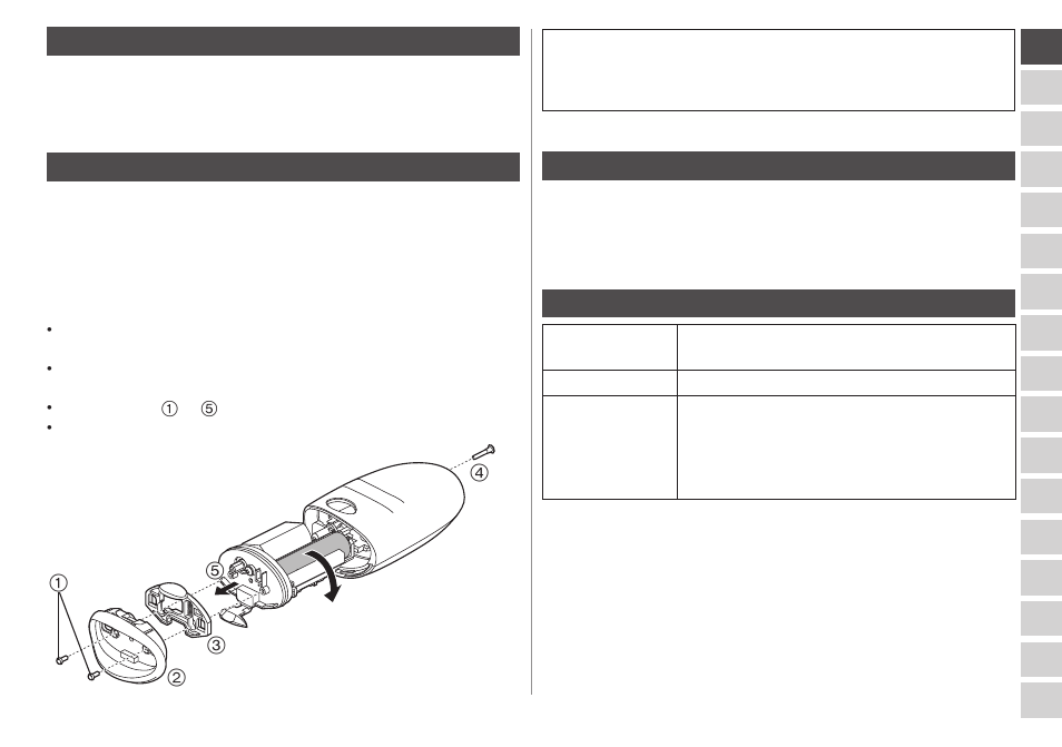 Battery life, Removing the built-in rechargeable battery, Guarantee | Specifications | Panasonic ESED20 User Manual | Page 23 / 346