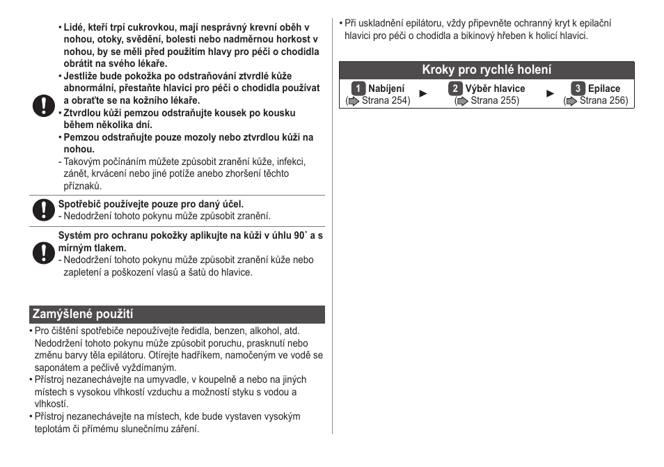 Zamýšlenépoužití, Krokyprorychléholení | Panasonic ESED20 User Manual | Page 252 / 346