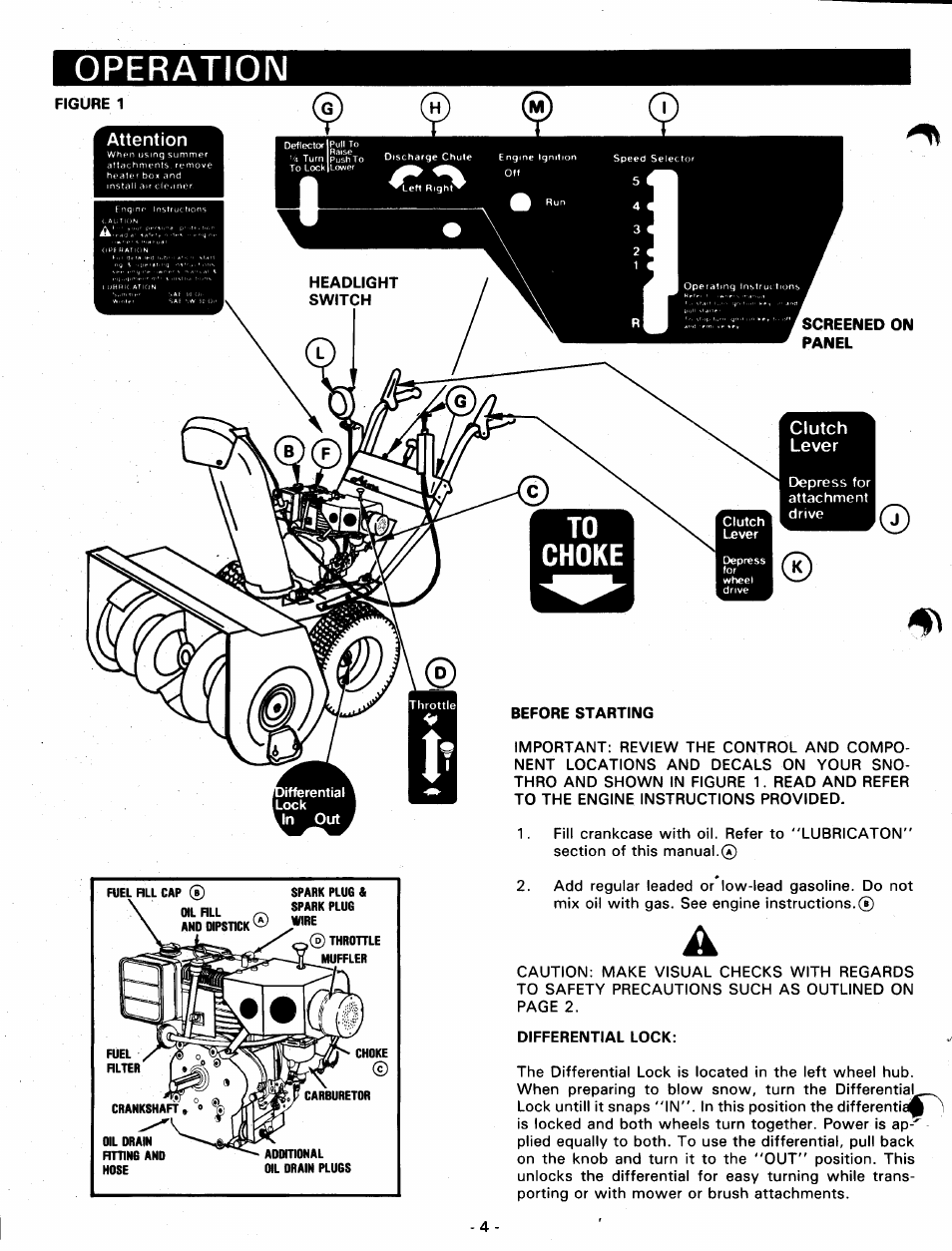 Differential lock, Operation | Ariens 924071 User Manual | Page 4 / 16