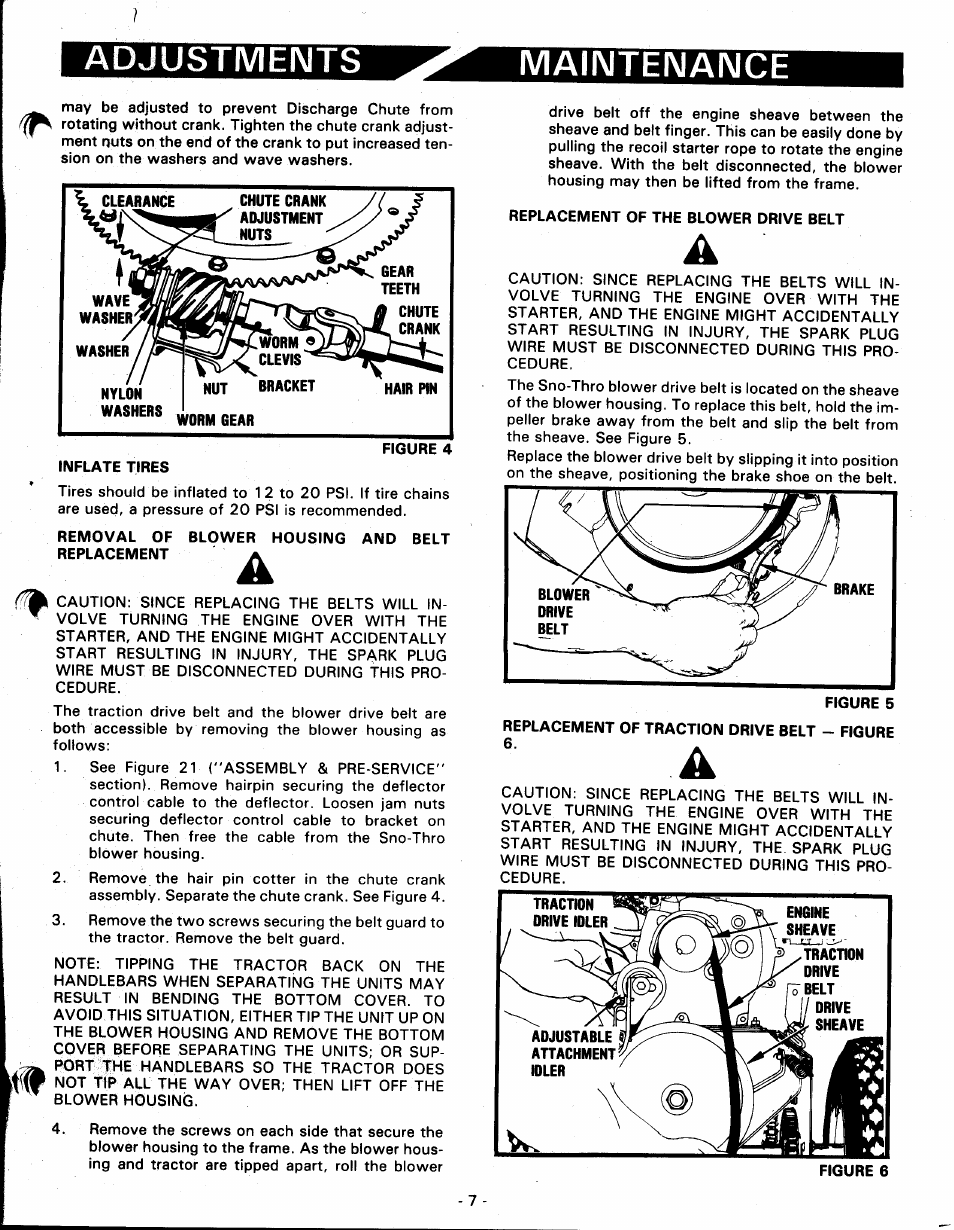 Removal of blower housing and belt replacement, Replacement of the blower drive belt, Maiimteimaimce | Ariens 924071 User Manual | Page 7 / 16