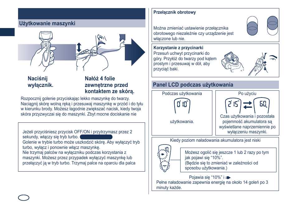 Zastosowanie | Panasonic ES8249 User Manual | Page 106 / 190