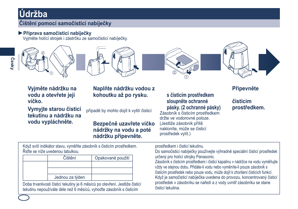 Údržba | Panasonic ES8249 User Manual | Page 116 / 190