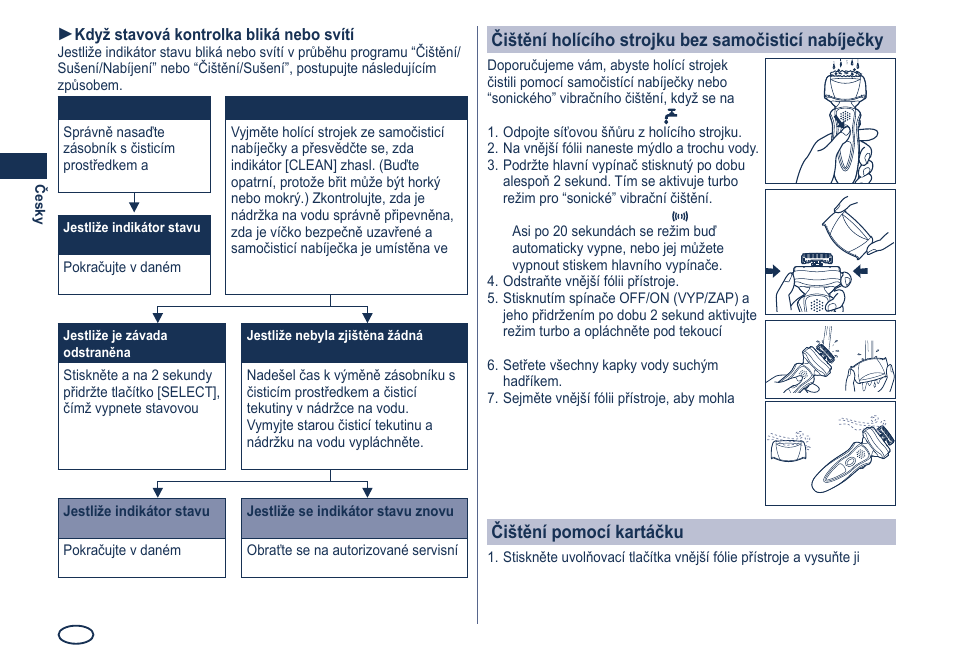 Čištění holícího strojku bez samočisticí nabíječky, Čištění pomocí kartáčku | Panasonic ES8249 User Manual | Page 118 / 190