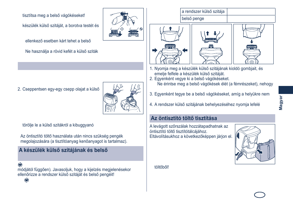 Kenés, Az öntisztító töltő tisztítása | Panasonic ES8249 User Manual | Page 137 / 190