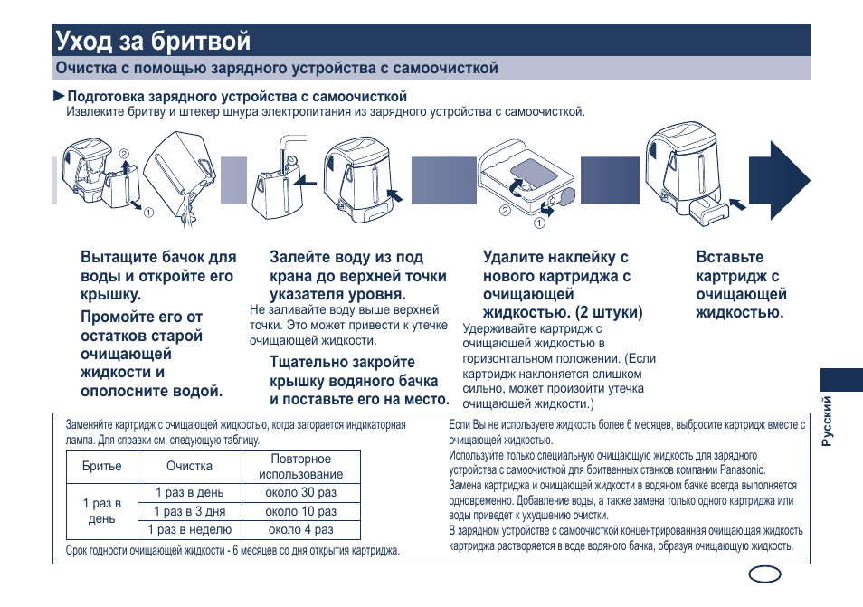 Уход за бритвой | Panasonic ES8249 User Manual | Page 153 / 190