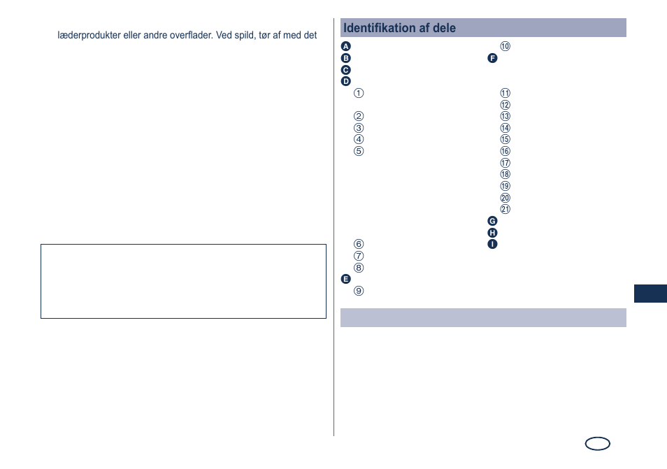 Identifikation af dele, Reservedele | Panasonic ES8249 User Manual | Page 59 / 190
