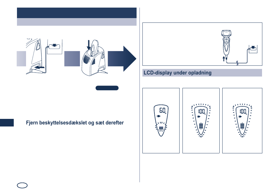 Opladning | Panasonic ES8249 User Manual | Page 60 / 190