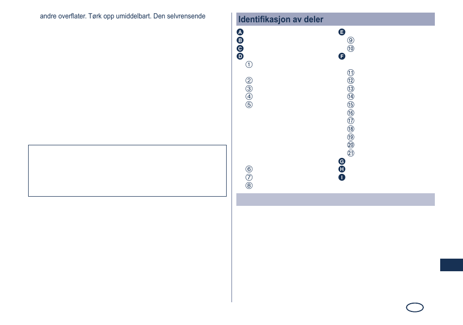 Identifikasjon av deler, Reservedeler | Panasonic ES8249 User Manual | Page 77 / 190