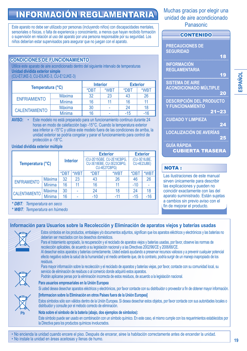Panasonic CU2E15GBE User Manual | Page 19 / 76