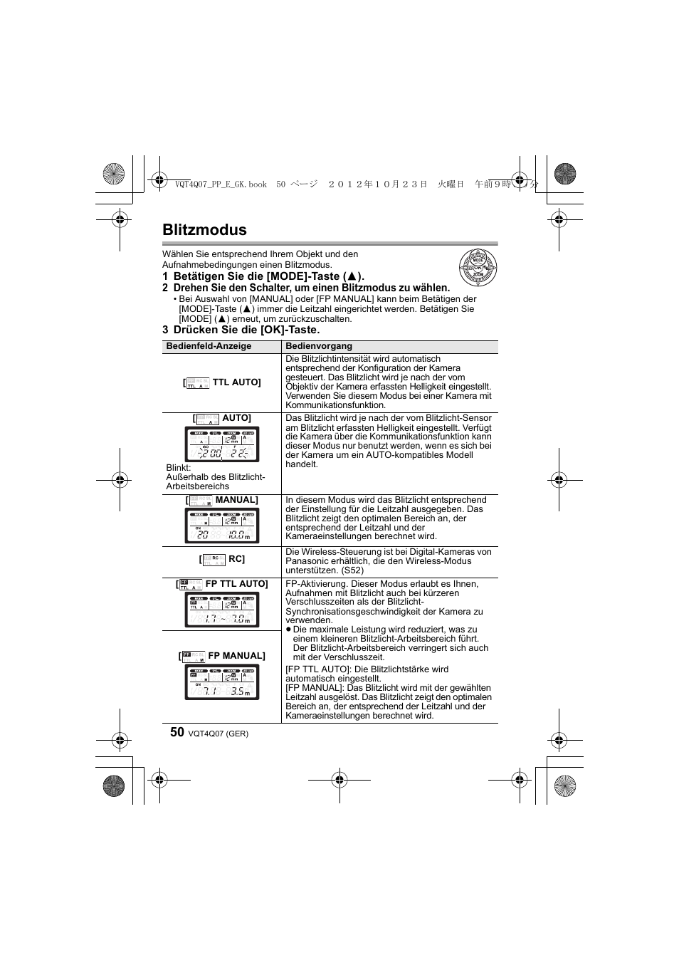 Blitzmodus | Panasonic DMWFL360LGK User Manual | Page 50 / 165
