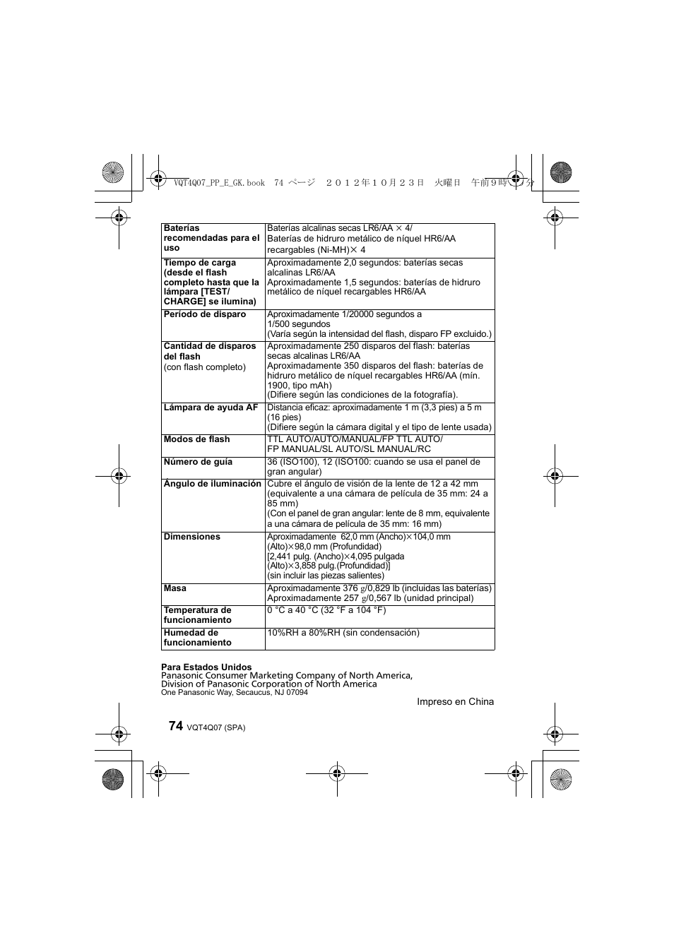 Panasonic DMWFL360LGK User Manual | Page 74 / 165