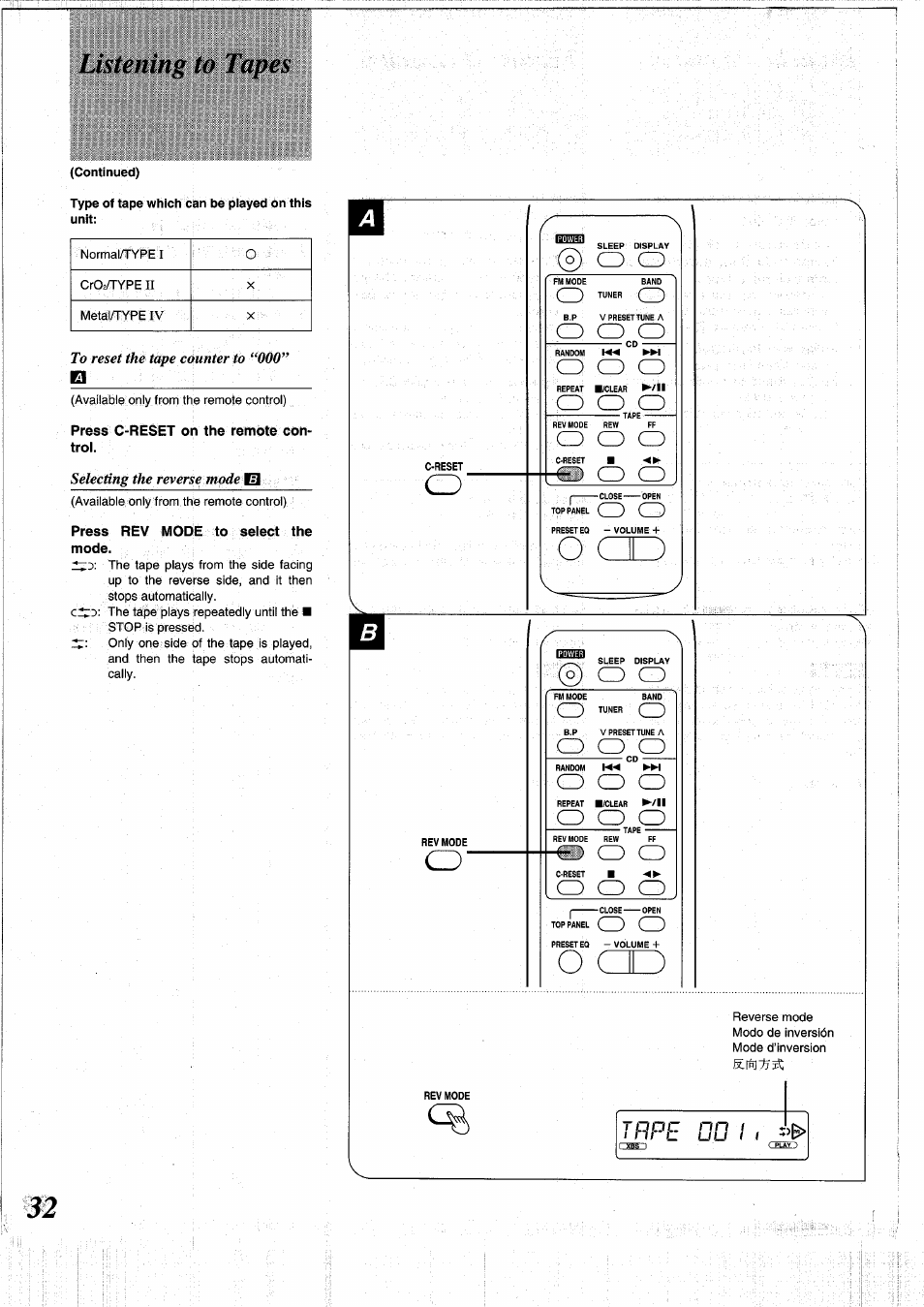 Listening to tapes | Panasonic RXDS05 User Manual | Page 32 / 88