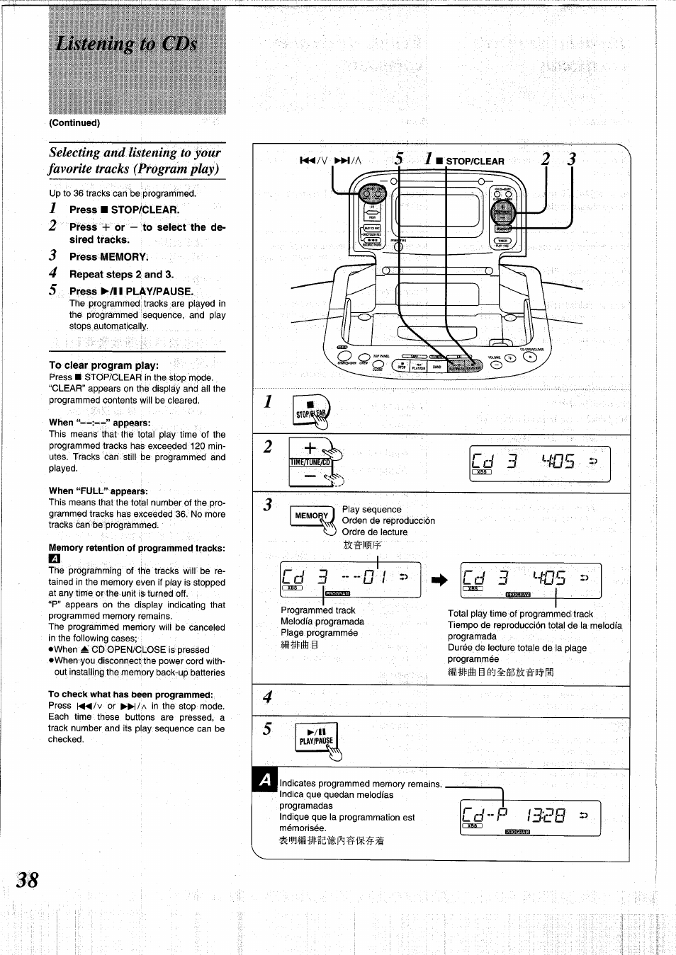 Lastening to cds | Panasonic RXDS05 User Manual | Page 38 / 88