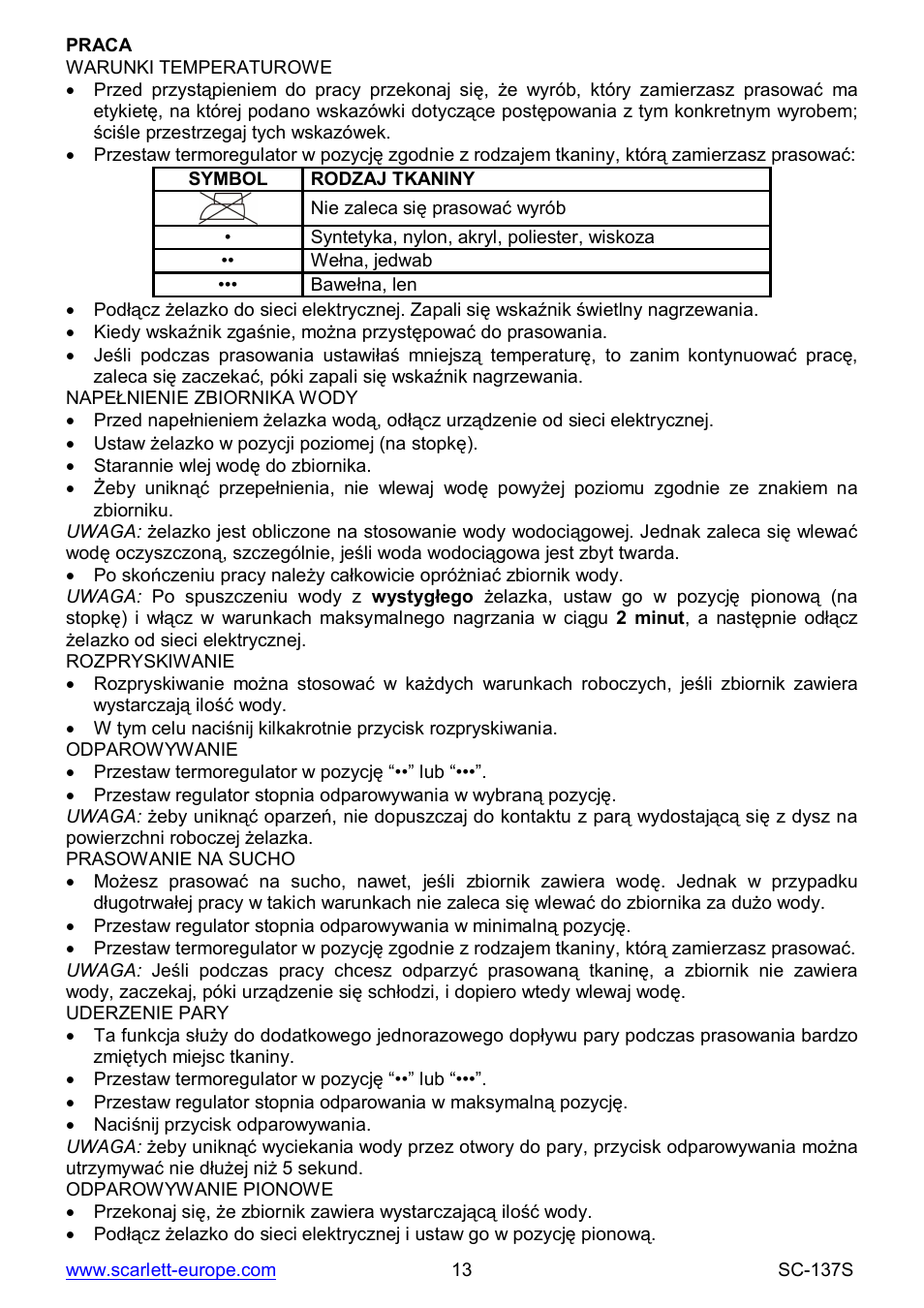 Scarlett SC-137S User Manual | Page 13 / 34