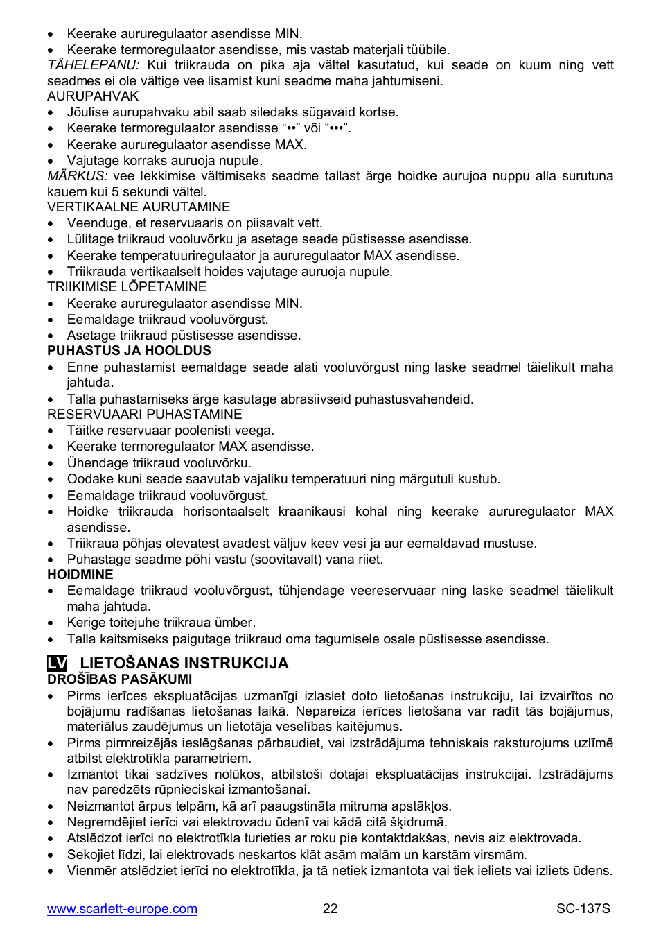 Scarlett SC-137S User Manual | Page 22 / 34