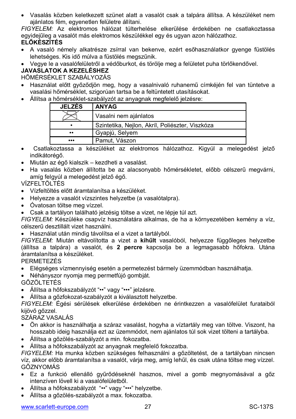 Scarlett SC-137S User Manual | Page 27 / 34