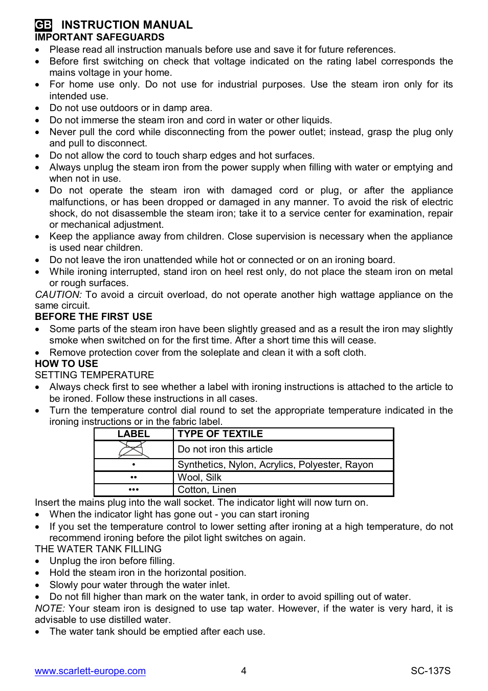 Scarlett SC-137S User Manual | Page 4 / 34