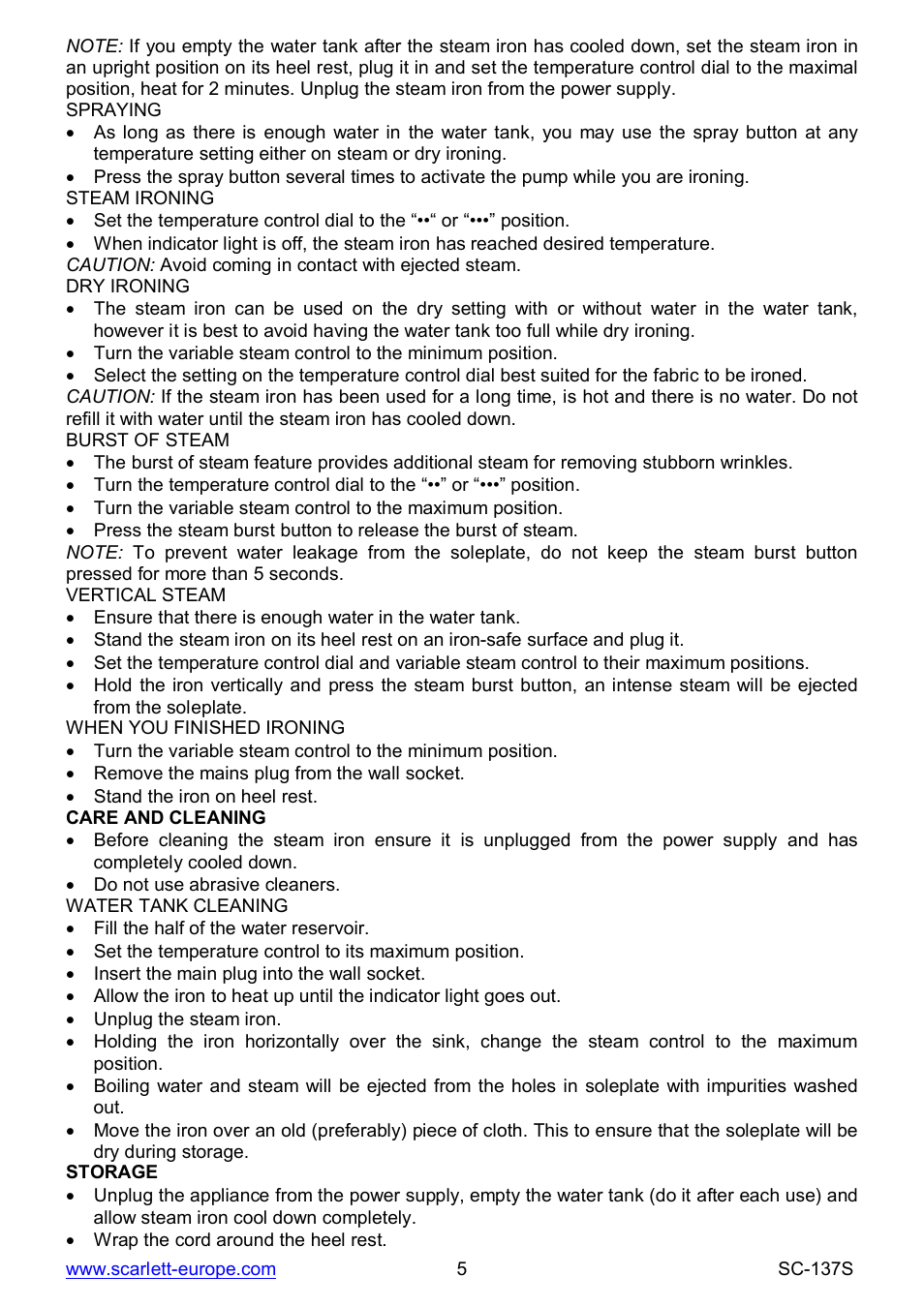 Scarlett SC-137S User Manual | Page 5 / 34