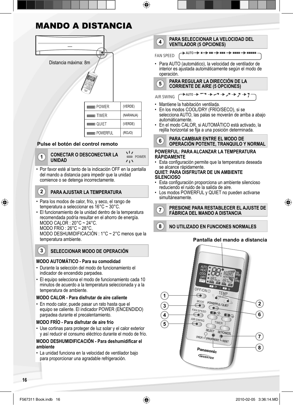 Mando a distancia | Panasonic CSRE9JKE1 User Manual | Page 16 / 64