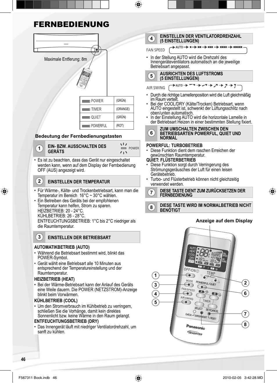 Fernbedienung | Panasonic CSRE9JKE1 User Manual | Page 46 / 64