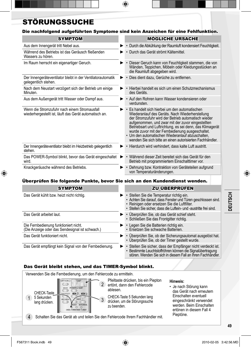 Störungssuche | Panasonic CSRE9JKE1 User Manual | Page 49 / 64