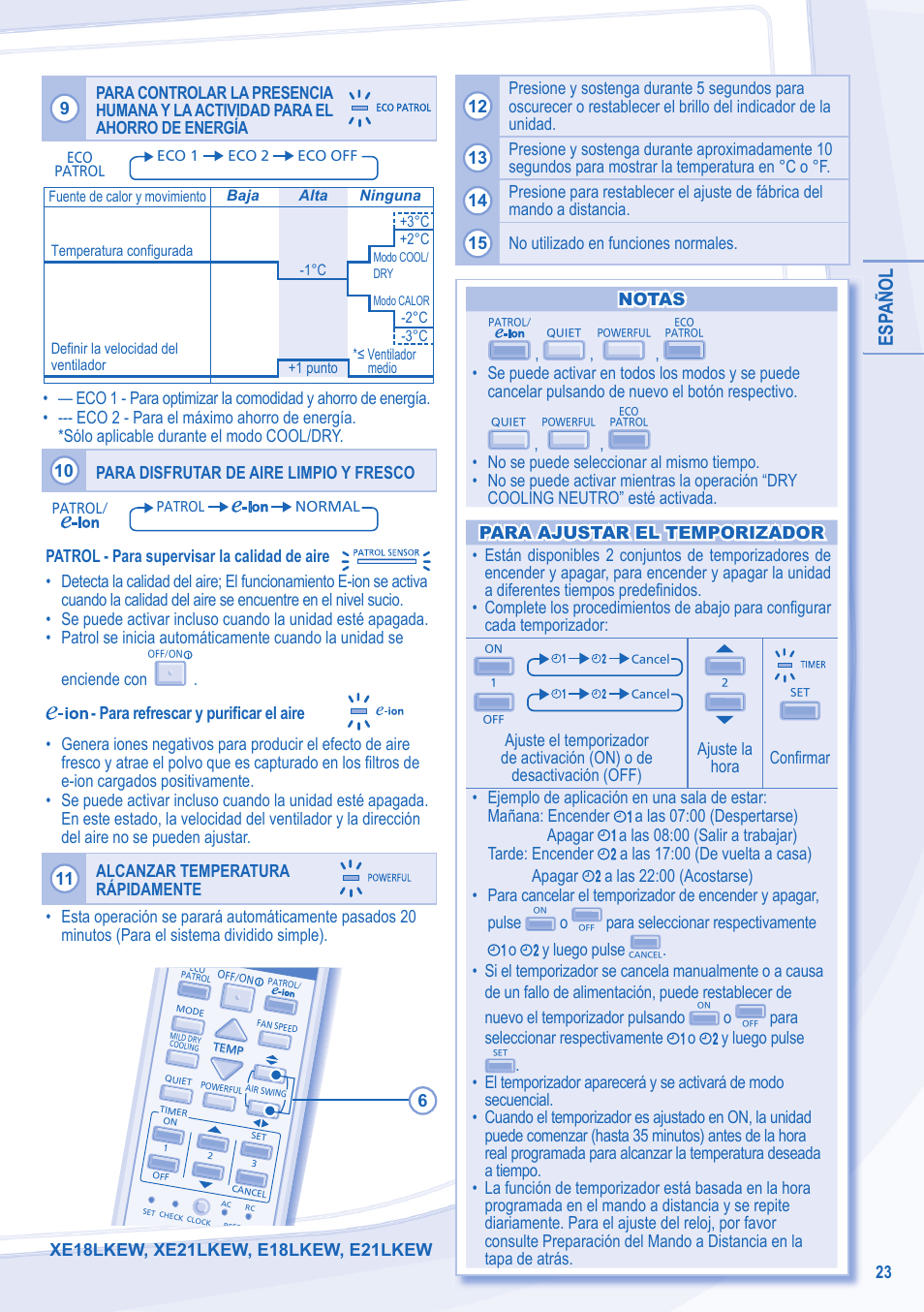 Esp añol | Panasonic CUE7LKE User Manual | Page 23 / 44