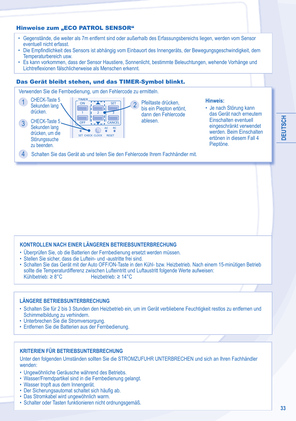 Deutsch | Panasonic CUE7LKE User Manual | Page 33 / 44