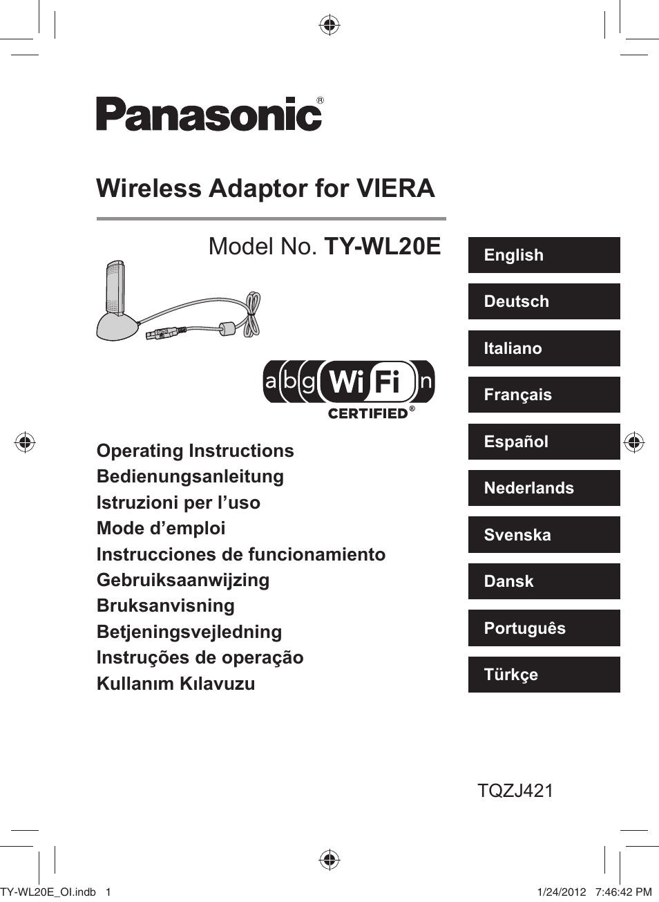 Panasonic TYWL20E User Manual | 42 pages