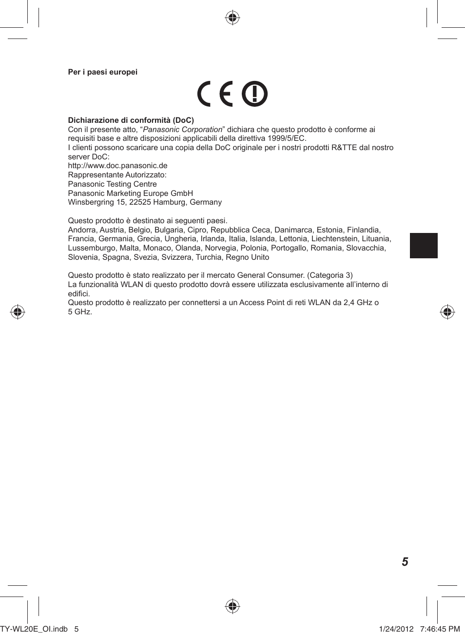 Panasonic TYWL20E User Manual | Page 13 / 42