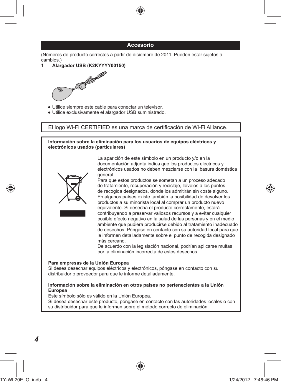 Panasonic TYWL20E User Manual | Page 20 / 42