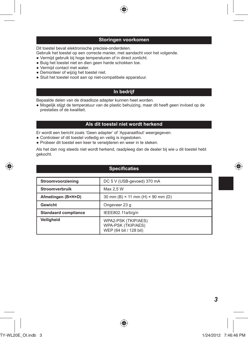 Panasonic TYWL20E User Manual | Page 23 / 42