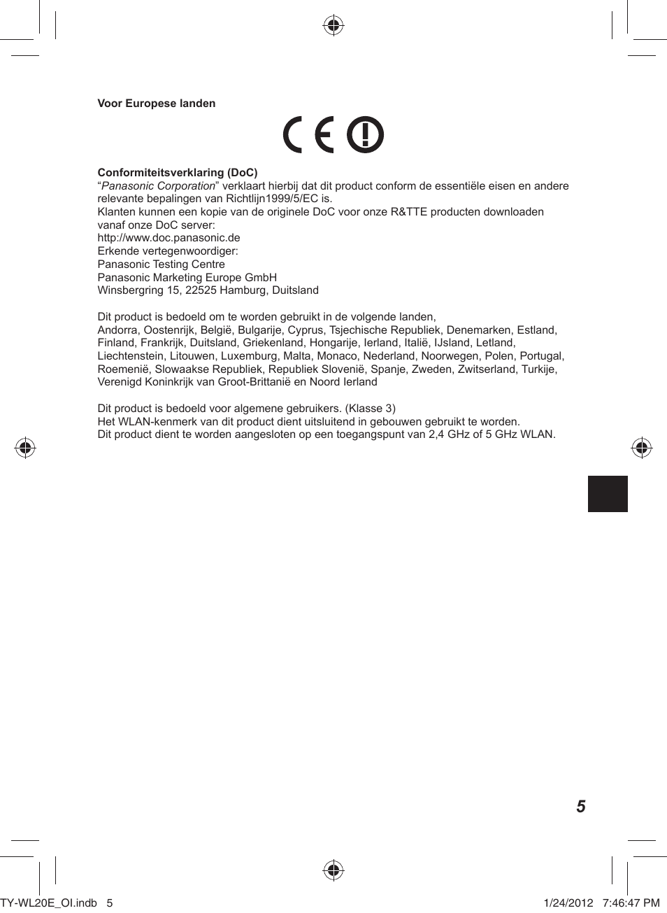 Panasonic TYWL20E User Manual | Page 25 / 42