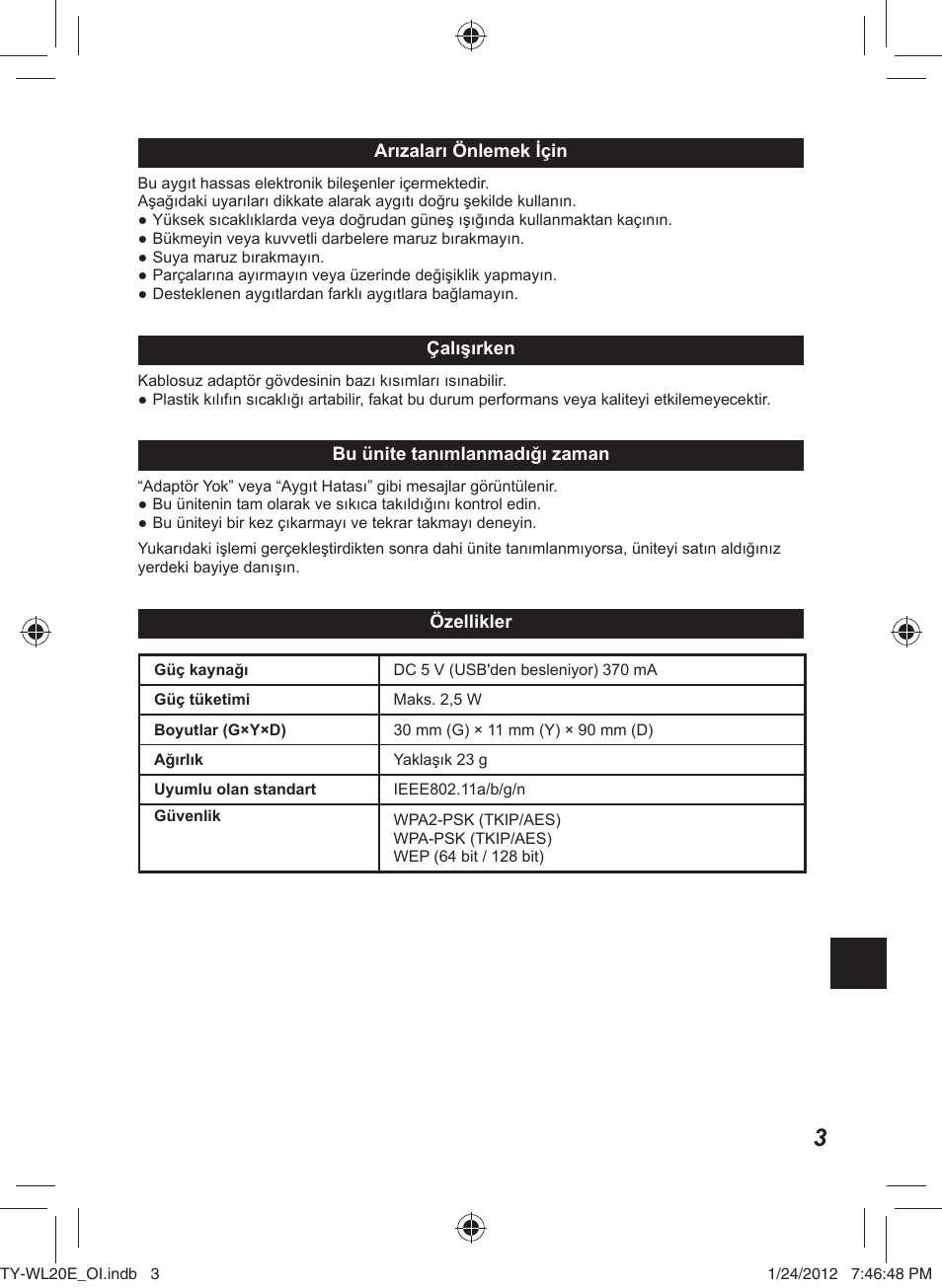 Panasonic TYWL20E User Manual | Page 39 / 42