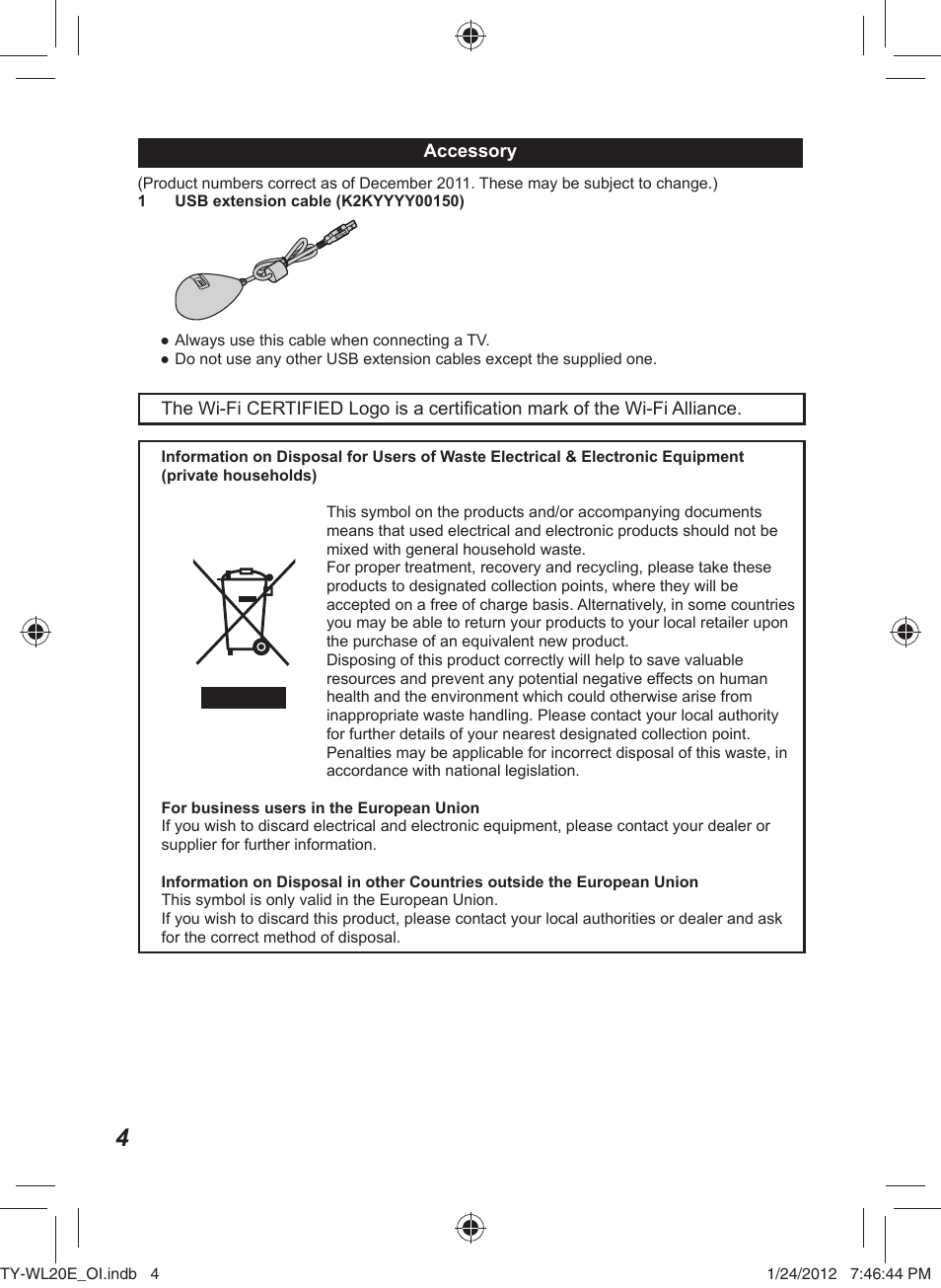 Panasonic TYWL20E User Manual | Page 4 / 42