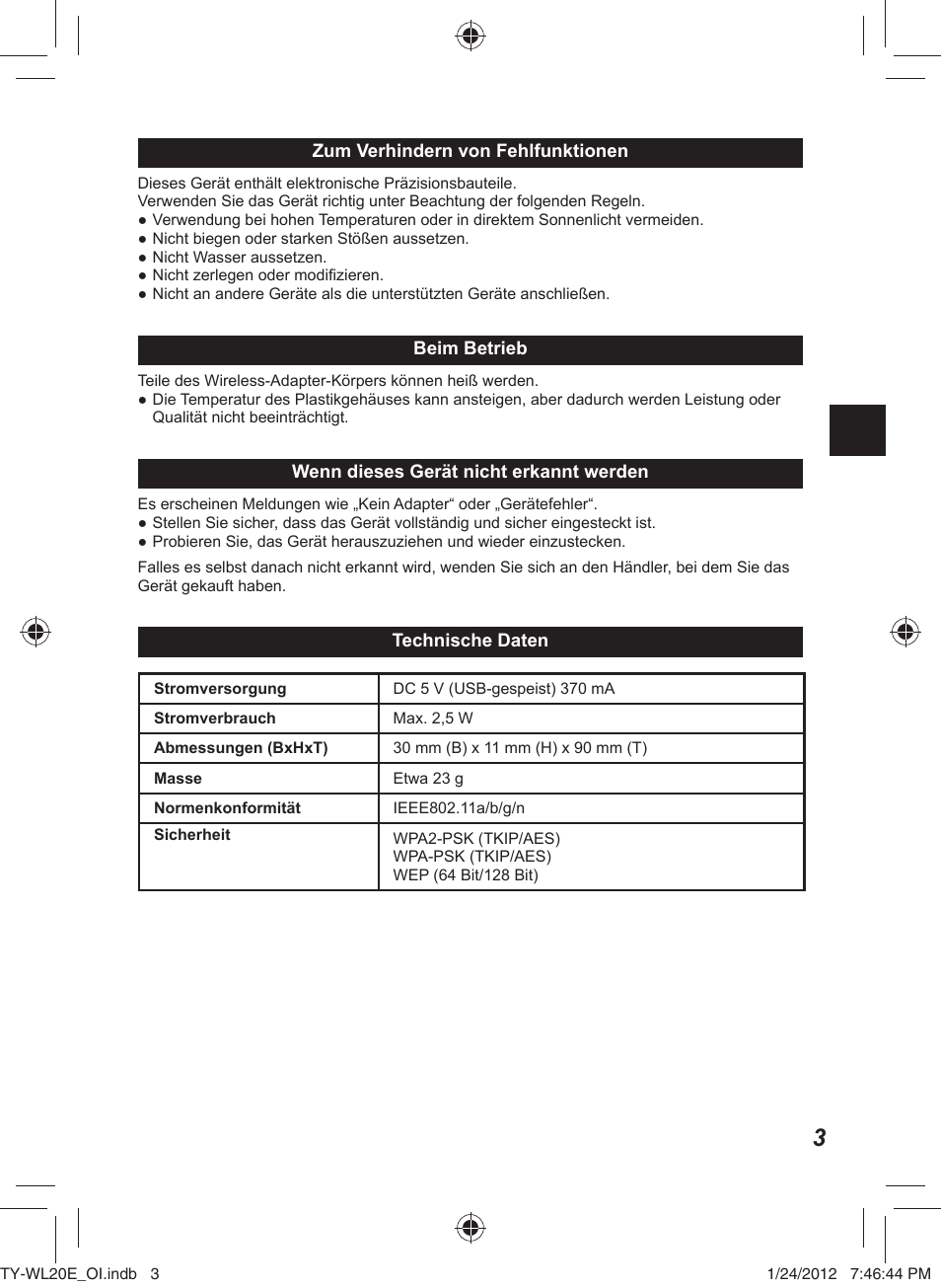 Panasonic TYWL20E User Manual | Page 7 / 42