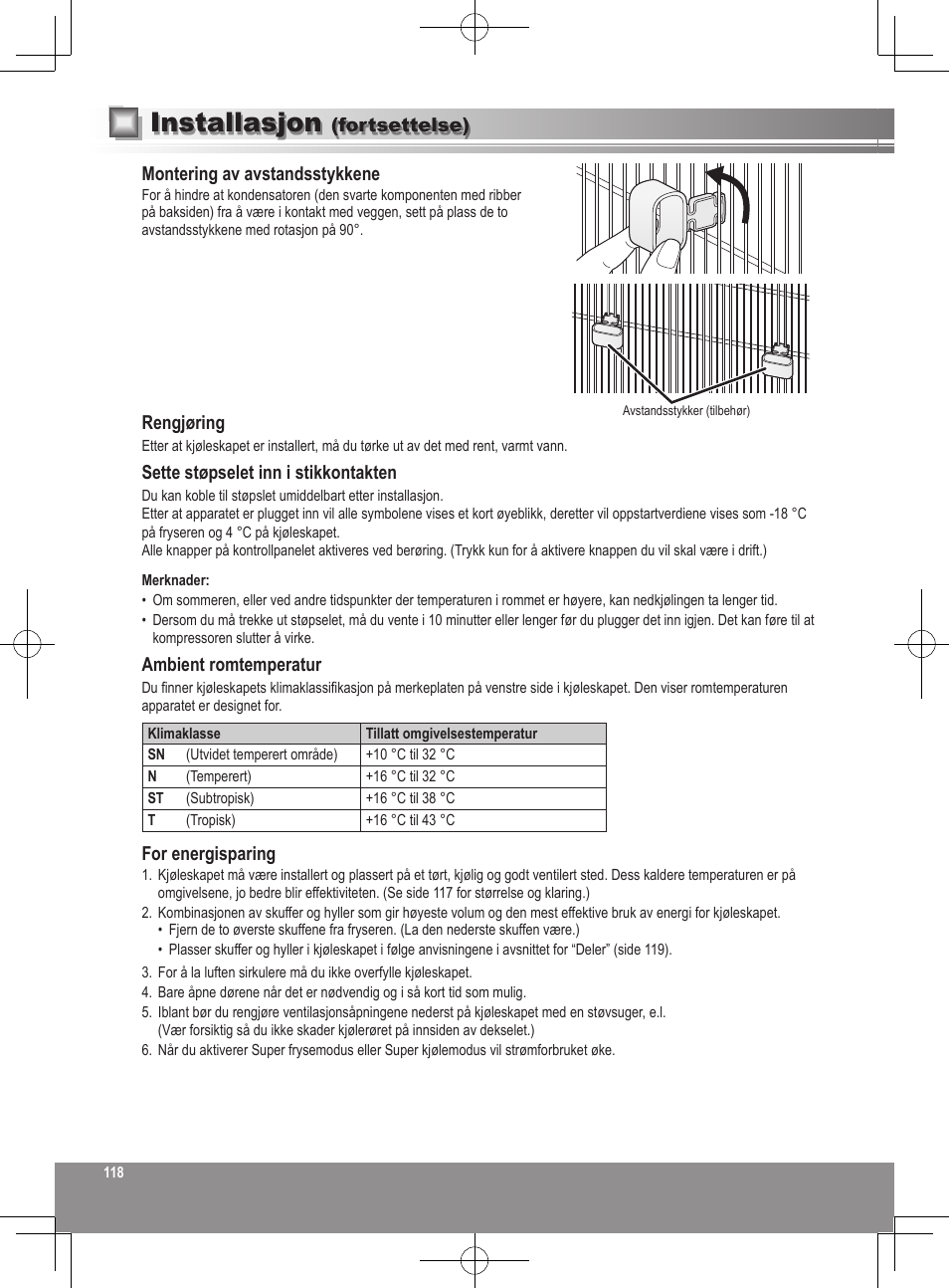 Installasjon | Panasonic NRB32SW1 User Manual | Page 118 / 180