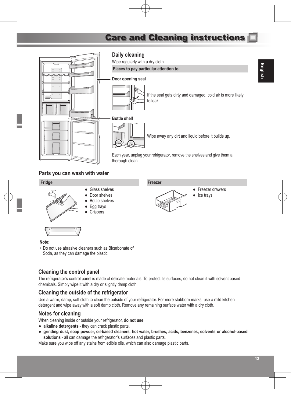 Care and cleaning instructions | Panasonic NRB32SW1 User Manual | Page 13 / 180