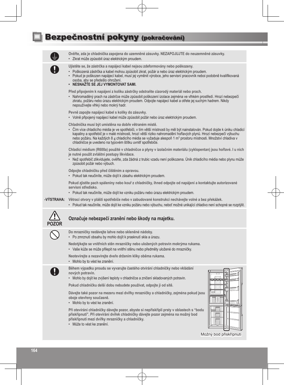 Bezpečnostní pokyny, Pokračování) | Panasonic NRB32SW1 User Manual | Page 164 / 180